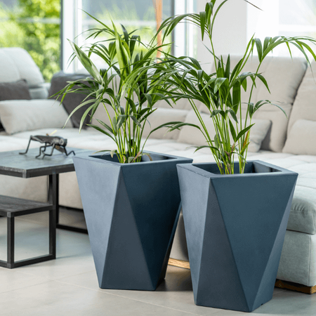 Velký zahradní květináč Vaso 60 cm s policí, antracitová barva